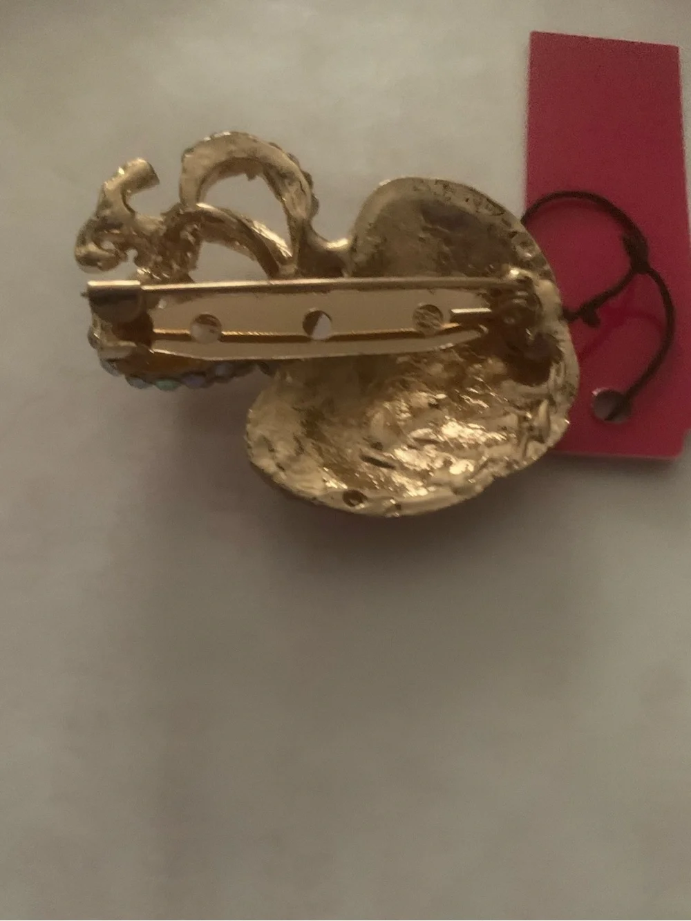 Betsey Johnson Pink Crystal Heart with Gold Crown Pendant